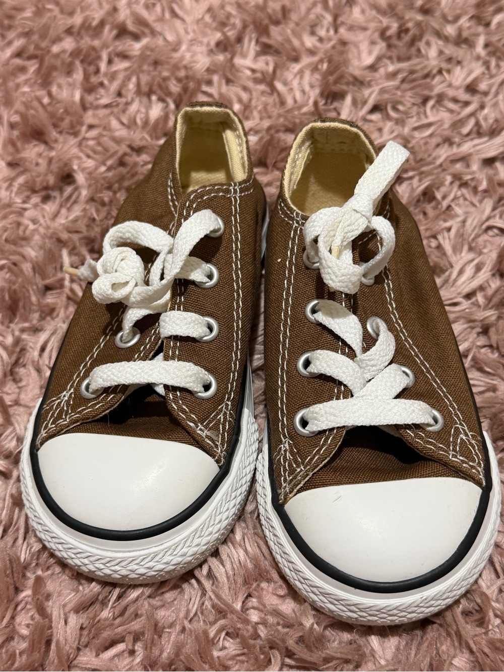 Converse Kids Brown and White Canvas Low-Top Sneakers